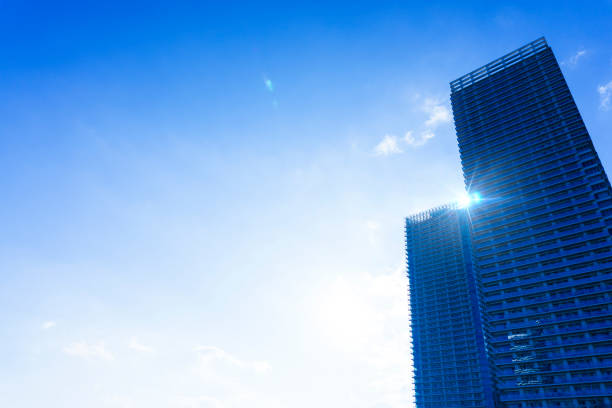 Landscape photograph looking up at a high-rise apartment