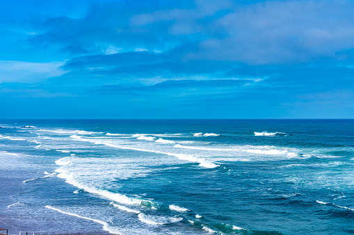 Praia Grande Beach at dawn Sintra, Portugal.