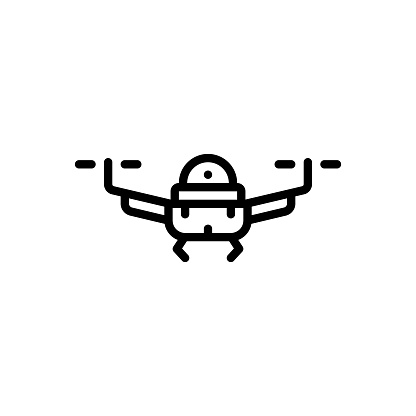 Icon for drone, surveillance, quadrocopter, camera, wireless, aerial camera, remote, tech, digital, propeller, flying