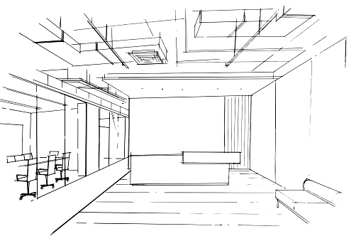 Drawing Exterior And Interior Architectural Lines Graphic Assembly In ...