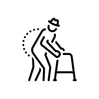 Icon for mobility, motility, patient, maneuverability, disabilities, handicapped, rehabilitation, walker, old age