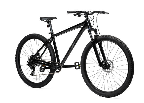istock Black mountain bicycle isolated on white background 1974317605