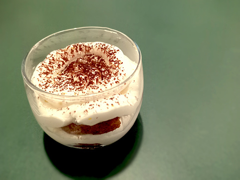 Tiramisu is a coffee-flavoured Italian dessert. It is made of ladyfingers dipped in coffee, layered with a whipped mixture of eggs, sugar and mascarpone, flavoured with cocoa. The recipe has been adapted into many varieties of cakes and other desserts