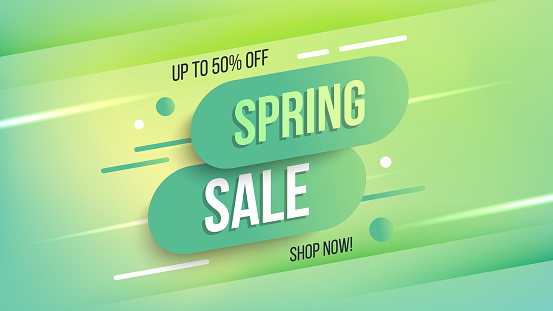 Spring Sale. Commercial background for Springtime seasonal sale, business, shopping promotion and advertising. Vector illustration.