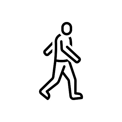 Icon for walk, saunter, trudge, pedestrian, promenade, excursion, amble, walking man, walkway, fitness, exercise
