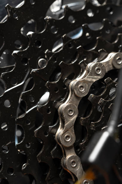 istock New bicycle chain part close up on black background 1974374671