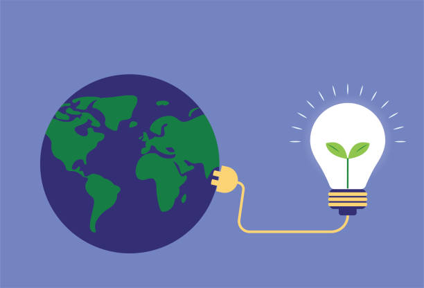 istock The earth generates electricity for light bulbs, new energy and environmental protection concept illustration. 1974386623