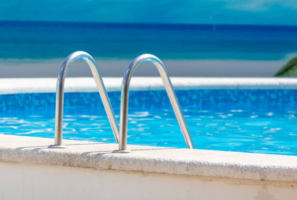 Infinity pool on the bright summer day