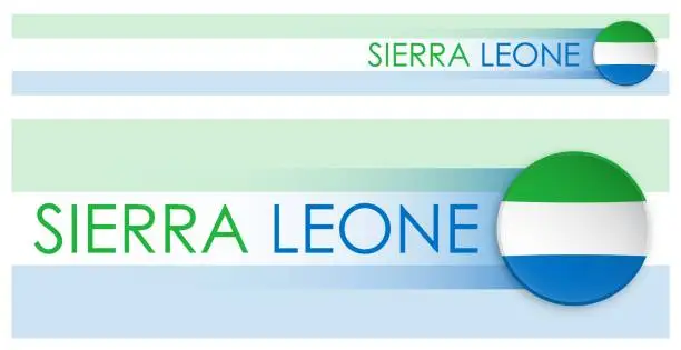 Vector illustration of Sierra Leone flag horizontal web banner in modern neomorphism style. Webpage Sierra Leone country header button for mobile application or internet site. Vector