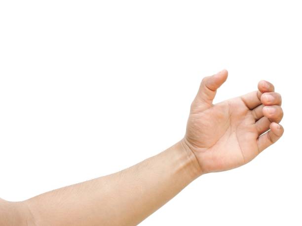istock Men's hands making gestures like  is holding something  such as a phone or a water bottle  Isolated on white background. 1974462480