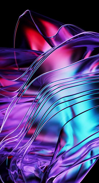 Glass waves pulsating against a violet abstract backdrop.