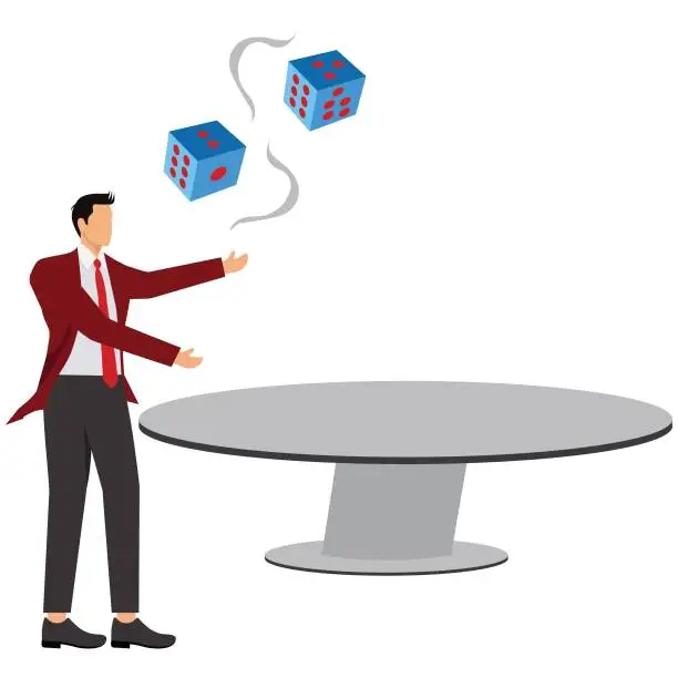 Vector illustration of Businessman throwing two dice, Rolling