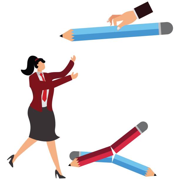 istock Big hand giving pencil to woman 1974466746
