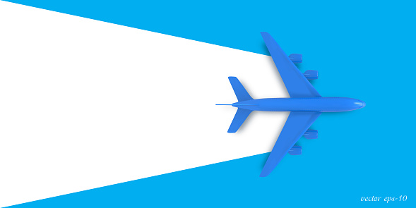 Airplane on a blue background .Banner for travel .