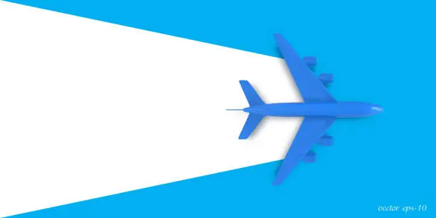 Vector illustration of Airplane on a blue background .Banner for travel .