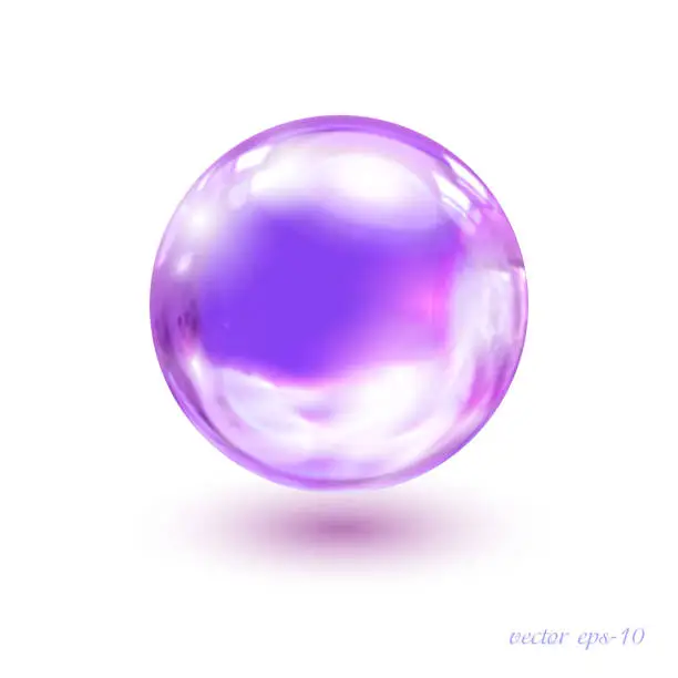 Vector illustration of Glass ball  .Violet - purple Crystal Magic Ball .