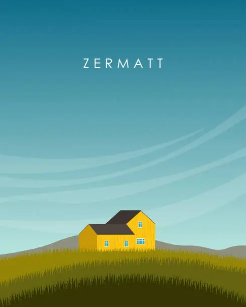 Vector illustration of Zermatt Switzerland travel poster