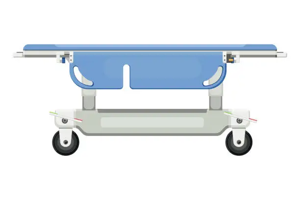 Vector illustration of Medical equipment Stretcher patient transport bed for moving sick or injured people to bring  patient to hospital. Flat design