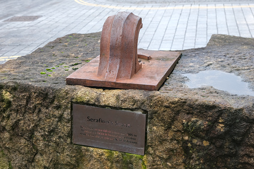 Manchester, United Kingdom - 12 31 2023 : Serafino's stone, dedicated on 6th of december 2005, to Serafino De Felice, Ancoats district