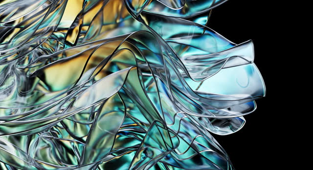 Glass waves dancing in rhythmic motion animate this abstract background.
