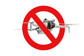 Prohibition sign for usage of drones