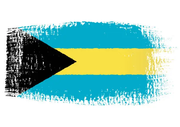 Vector illustration of Brush stroke with Bahamas flag, isolated on transparent background, vector illustration