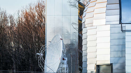 Chorzow, Poland. January 29, 2024:\nModern radio telescope. Silesian Planetarium