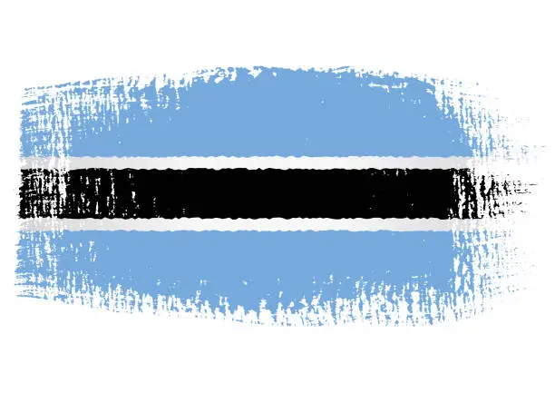 Vector illustration of Brush stroke with Botswana flag, isolated on transparent background, vector illustration