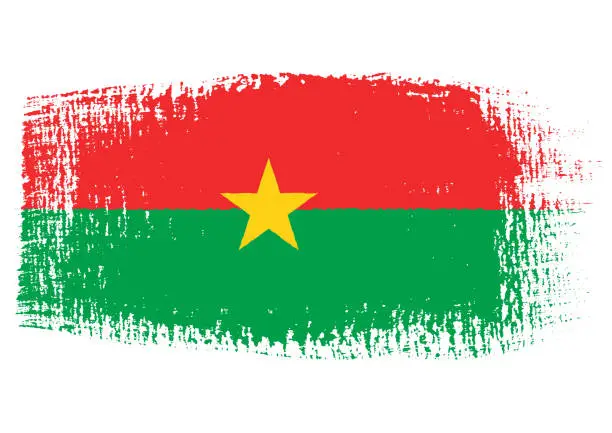 Vector illustration of Brush stroke with Burkina Faso flag, isolated on transparent background, vector illustration