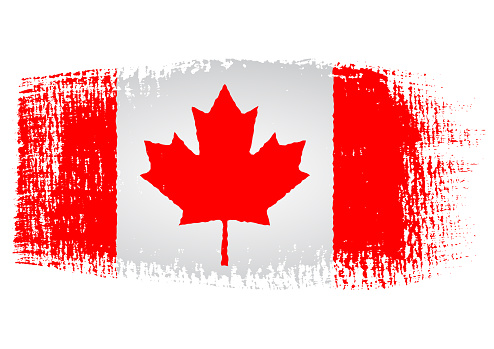 Brush stroke with Canada flag, isolated on transparent background, vector illustration