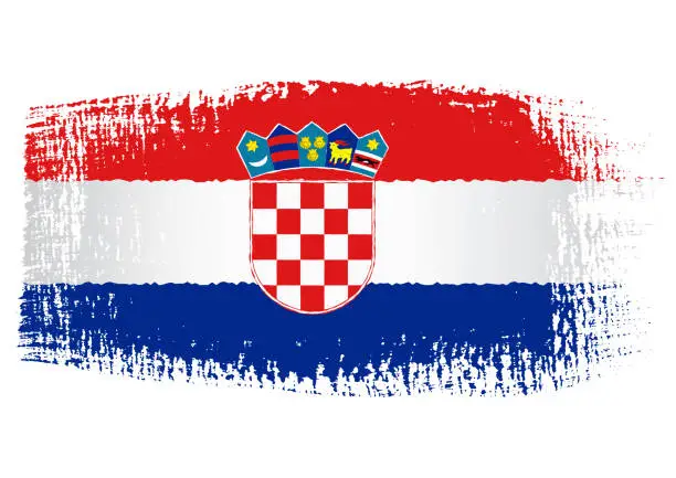 Vector illustration of Brush stroke with Croatia flag, isolated on transparent background, vector illustration