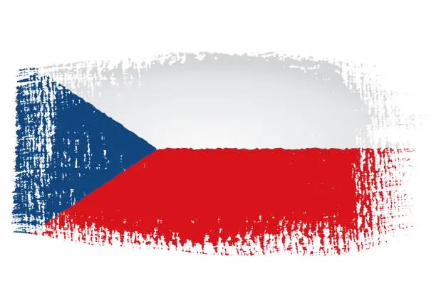 Vector illustration of Brush stroke with Czech Republic flag, isolated on transparent background, vector illustration