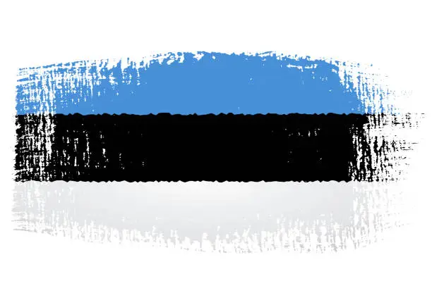 Vector illustration of Brush stroke with Estonia flag, isolated on transparent background, vector illustration