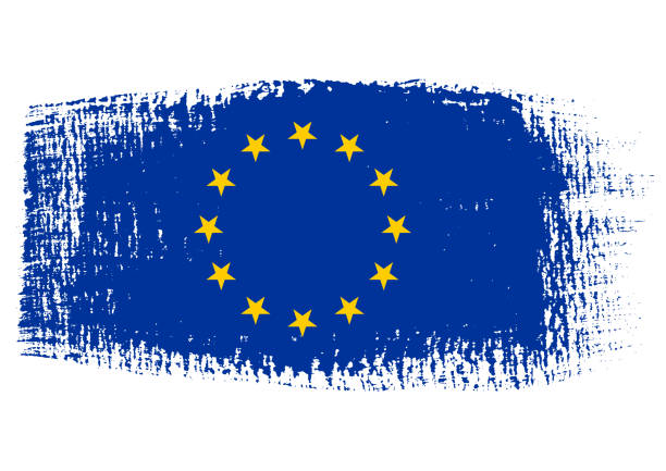 istock Brush stroke with Europe flag, isolated on transparent background, vector illustration 1974572372
