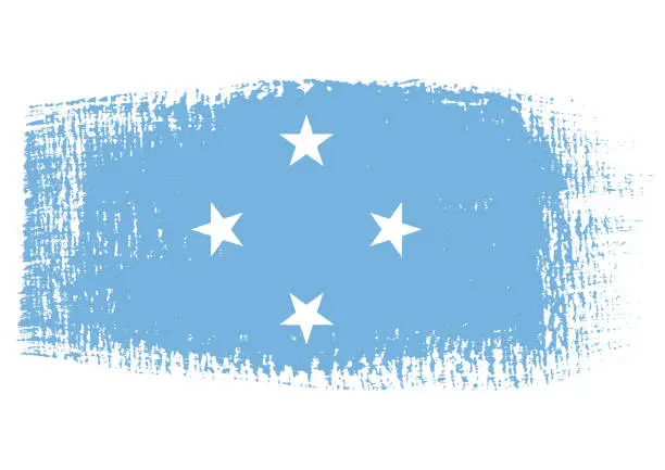 Vector illustration of Brush stroke with Federated States of Micronesia flag, isolated on transparent background, vector illustration