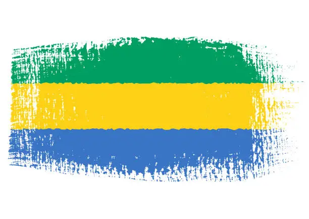 Vector illustration of Brush stroke with Gabon flag, isolated on transparent background, vector illustration