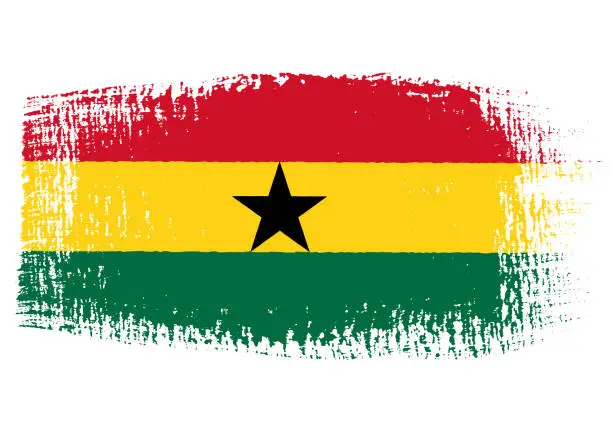 Vector illustration of Brush stroke with Ghana flag, isolated on transparent background, vector illustration