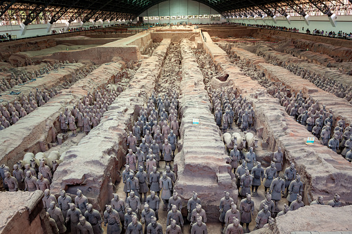 Xian, Shanxi, China - August 25, 2014: The Terracotta Army of Xian in China