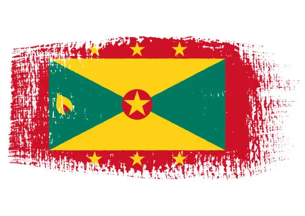 Vector illustration of Brush stroke with Grenada flag, isolated on transparent background, vector illustration