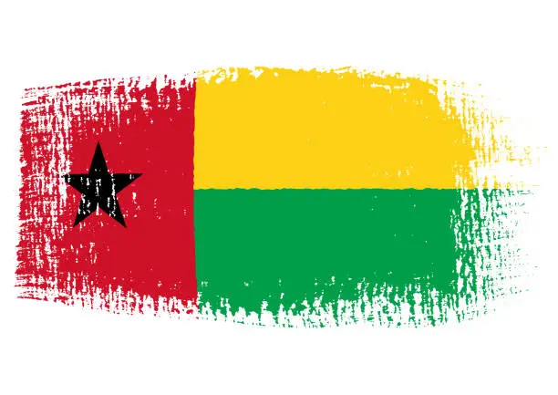 Vector illustration of Brush stroke with Guinea Bissau flag, isolated on transparent background, vector illustration