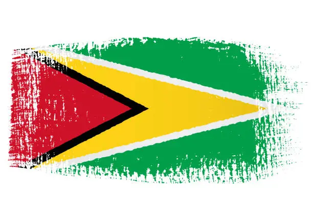 Vector illustration of Brush stroke with Guyana flag, isolated on transparent background, vector illustration