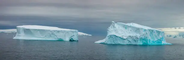 Photo of Huge icebers coming both from ice shelves and glaciers, Paradise Bay, Gerlach Straight, Antarctica