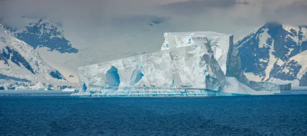 Photo of Beautiful sculptural icebergs on the coast of the Antarctic Peninsula, Antarctic mainland