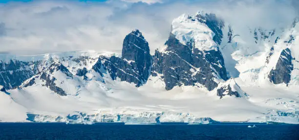 Photo of Interesting geological features of the mountains of the Antarctic Peninsula, an extension of the Andes Cordillera, Antarctic Mainland