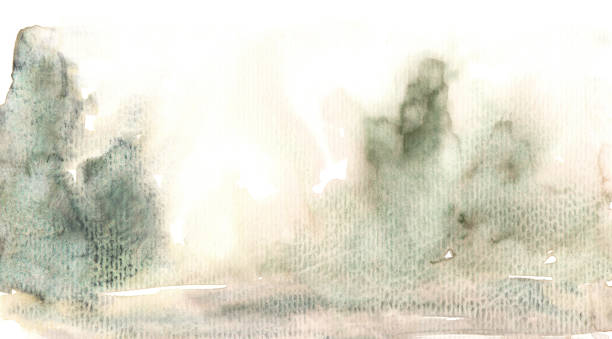 istock Abstract watercolor landscape, earthy tones, sage green, light brown colors 1974636054