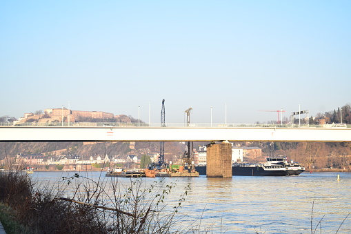 Koblenz, Germany - 01/11/2024: Pfaffendorfer Brücke during reconstruction