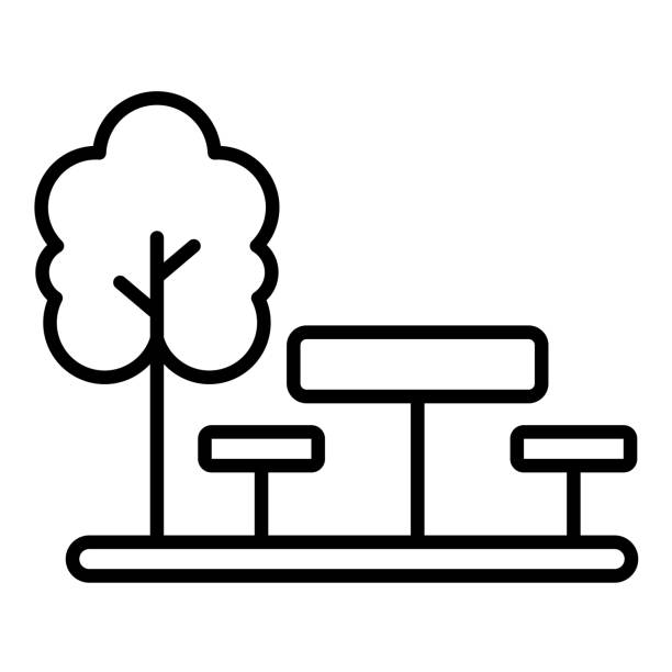 illustrazioni stock, clip art, cartoni animati e icone di tendenza di picnic table icon - 16615