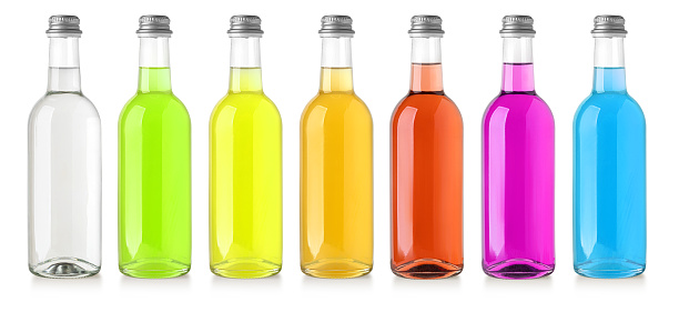 bottles with soft drink isolated on white with clipping path