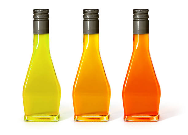 set oil bottles isolated on white background with clipping path
