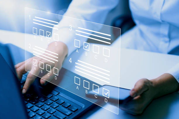 istock E-learning, education, online exam concept.Choose correct answer. Education internet online digital technology concept. 1974684632